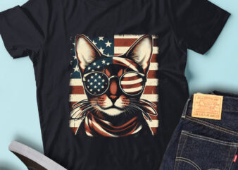 LT162 Abyssinian Cats Gift USA Flag Funny Pet Lover