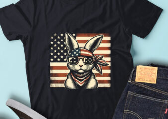LT166 Rabbit Bunny Gift USA Flag July 4th Patriotic Rabbit