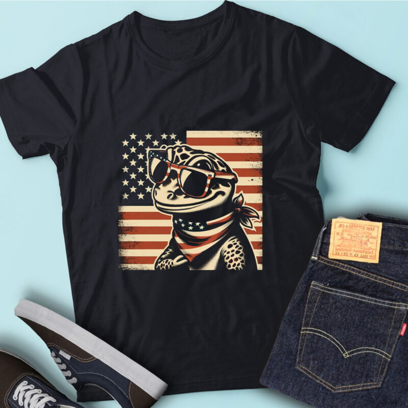 LT178 Rgecko Gift USA Flag Patriotic Reptile Lover