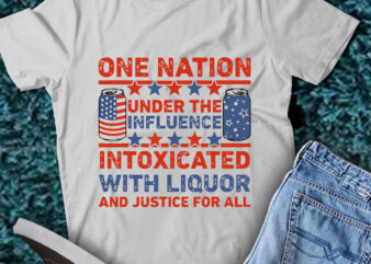 LT184 One Nation Happy 4th Of July Patriotic American Us