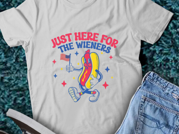 Lt190 july 4th patriotic american just here for the wieners t shirt vector graphic