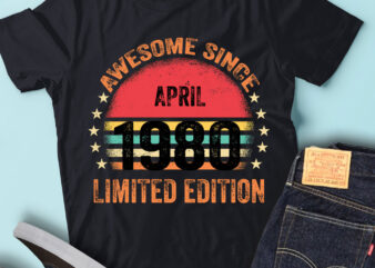 LT93 Birthday Awesome Since April 1980 Limited Edition t shirt vector graphic