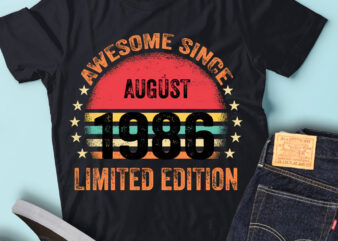 LT93 Birthday Awesome Since August 1986 Limited Edition t shirt vector graphic