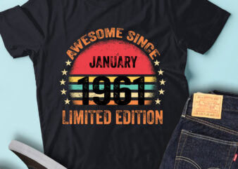 LT93 Birthday Awesome Since January 1961 Limited Edition t shirt vector graphic