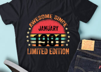 LT93 Birthday Awesome Since January 1981 Limited Edition t shirt vector graphic