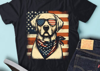 LT95 White Lab Retrievers T Shirt Gift USA Flag Dog Owner