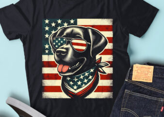 LT96 Black Lab Retrievers T Shirt Gift USA Flag Dog Owner