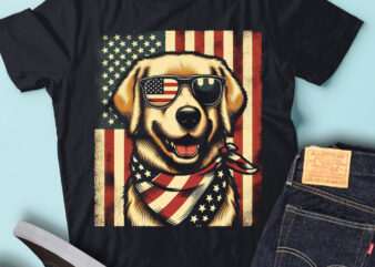 LT97 Golden Retrievers T Shirt Gift USA Flag Lab Dog Owner