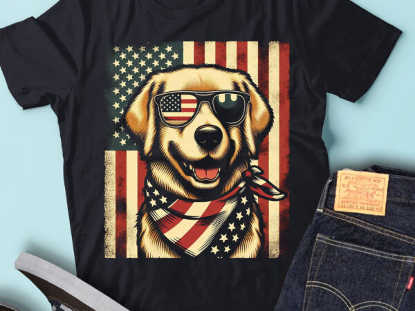 Lt97 golden retrievers t shirt gift usa flag lab dog owner