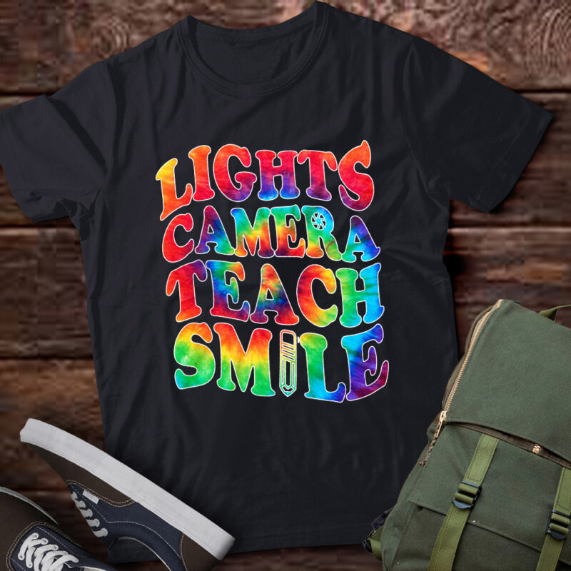 Lights Camera Teach Smile Teacher T-Shirt ltsp