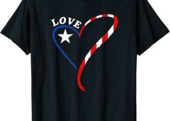 Love Heart American Flag 4th of July USA T-Shirt