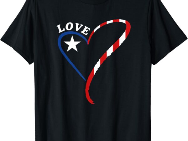Love heart american flag 4th of july usa t-shirt