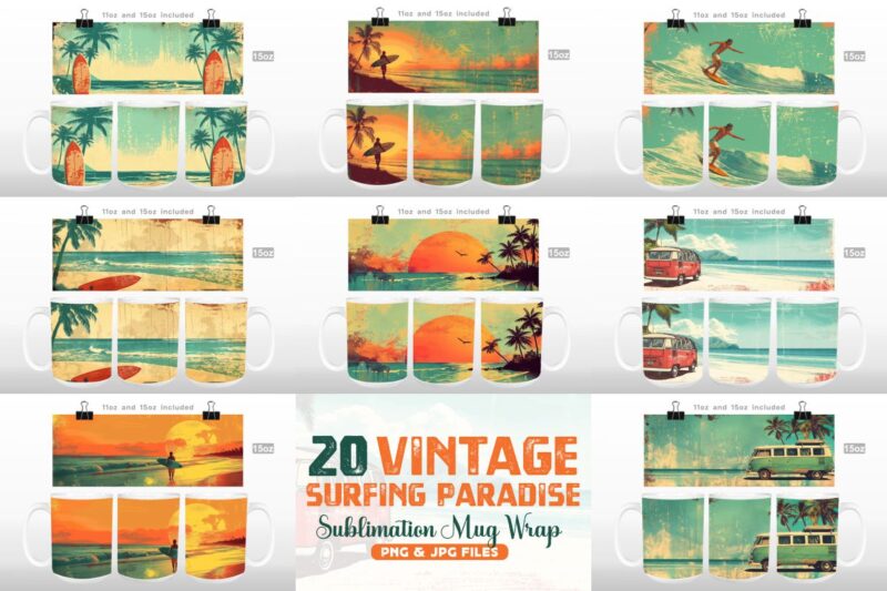 Retro Summer Graphic T-shirt Designs Bundle | Summer PNG Sublimation Bundle