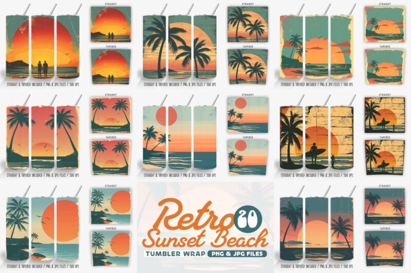 Retro Summer Graphic T-shirt Designs Bundle | Summer PNG Sublimation Bundle