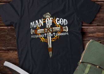 Man Of God Husband Dad Grandpa Cross Christian T-Shirt ltsp