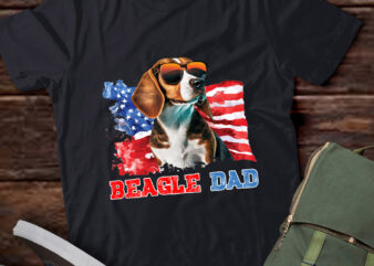 Mens Beagle Dad American Flag 4th of July T-Shirt ltsp