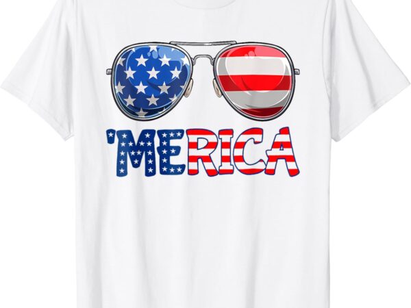 Merica sunglasses 4th of july kids boys girls american flag t-shirt