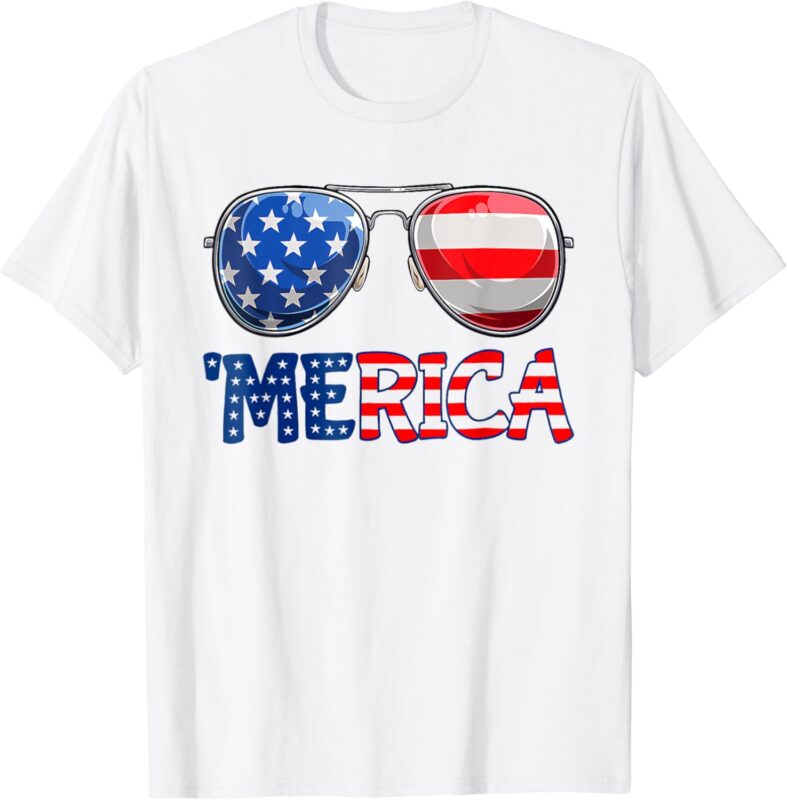 Merica Sunglasses 4th of July Kids Boys Girls American Flag T-Shirt