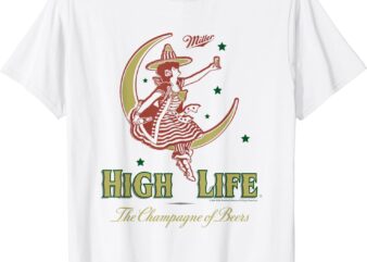 Miller High Life The Champagne Of Beers Girl On Moon Vintage T-Shirt