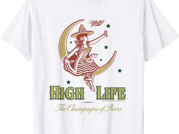 Miller high life the champagne of beers girl on moon vintage t-shirt