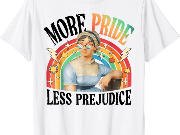 More pride less prejudice lgbtq rainbow t-shirt