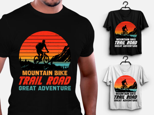 Mountain bike trail road great adventure t-shirt design