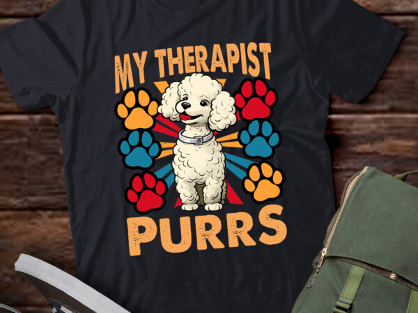 My therapist purrs, funny dog, dog lover, dog mom, dog dad t-shirt ltsp