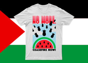 No More Bombarding Ceasefire Now! | Palestine Support T-Shirt Design For Sale!