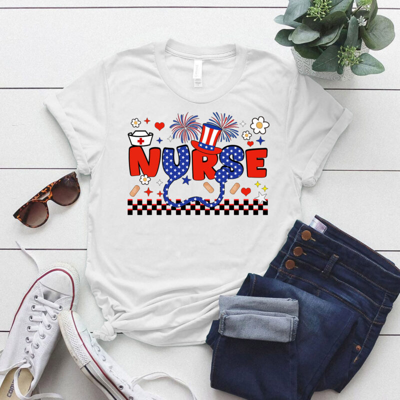 Nurse Groovy Scrub 4th of July Independence Day Men Women T-Shirt ltsp