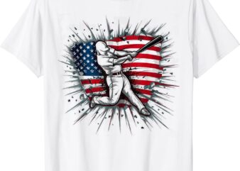 Patriotic Baseball 4th Of July US American Flag Boys Vintage T-Shirt