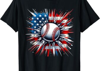 Patriotic Baseball Design USA American Flag Boy 4th of July T-Shirt