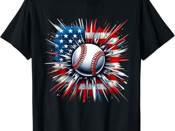 Patriotic baseball design usa american flag boy 4th of july t-shirt