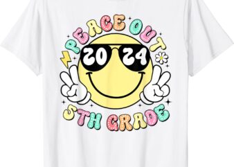 Peace Out 5th Grade Retro Smile Last Day Of School 2024 T-Shirt