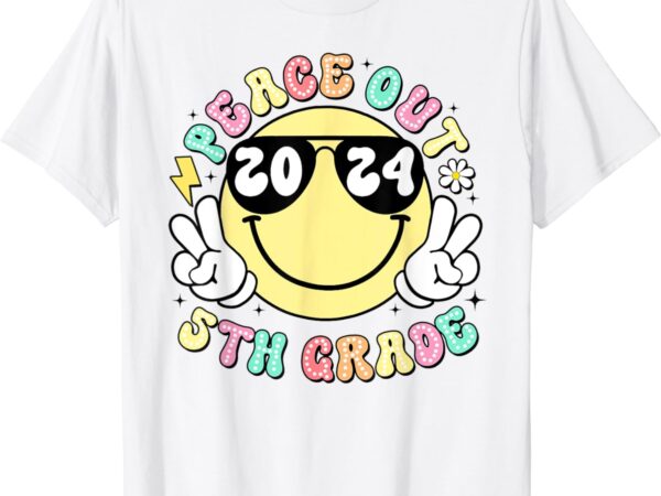 Peace out 5th grade retro smile last day of school 2024 t-shirt