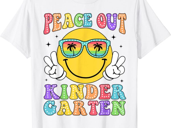Peace out kindergarten hippie smile face last day of school t-shirt