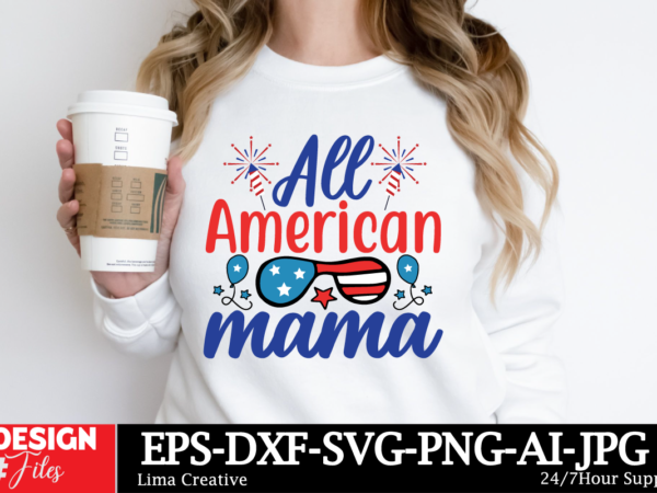 All american mama t-shirt design, little miss firecracker png sublimation design, 4th of july png, american flag little miss america png, in