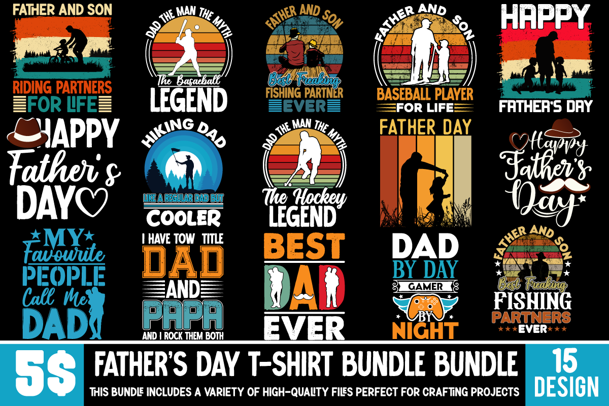 Father's Day T-shirt Design Bundle ,Dad Shirt Svg, Father's Day Svg ...