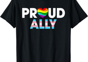 Proud Ally Pride LGBT Transgender Flag Heart Gay Lesbian T-Shirt