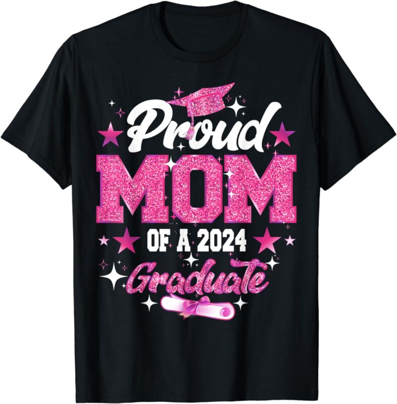 Proud Mom Of A 2024 graduate Pink Senior Graduation 24 T-Shirt