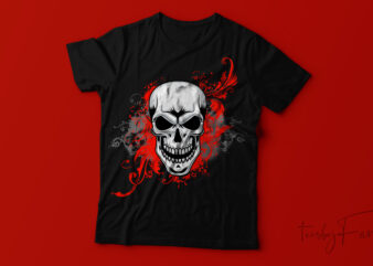 Aggressive skull T-shirt design.