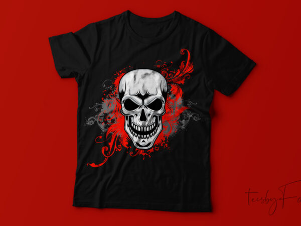 Aggressive skull t-shirt design.