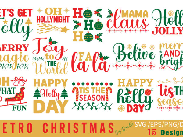 Retro christmas t-shirt bundle retro christmas svg bundle