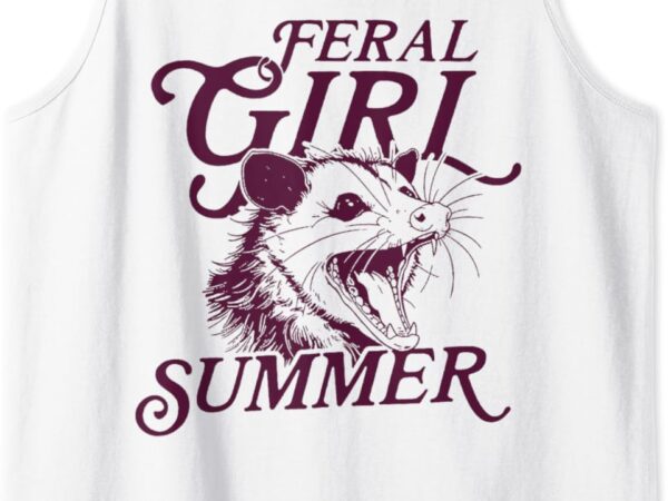 Raccoon feral girl summer tank top t shirt design online