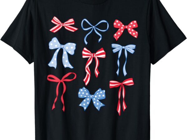 Red white and blue american coquette bows funny 4th of july t-shirt