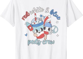 Red White Blue Peds Crew 4th of July Pediatric Nurse Coffee T-Shirt