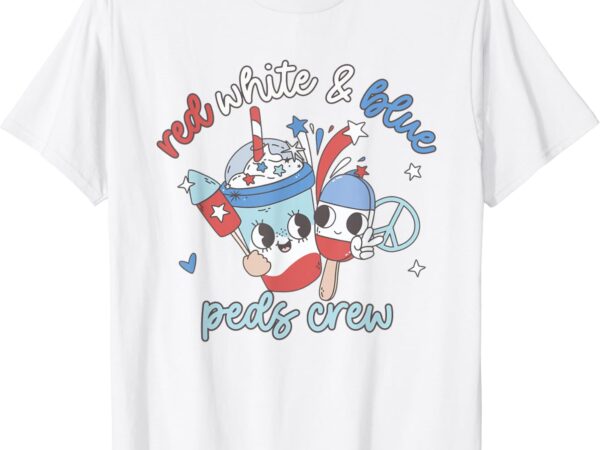 Red white blue peds crew 4th of july pediatric nurse coffee t-shirt