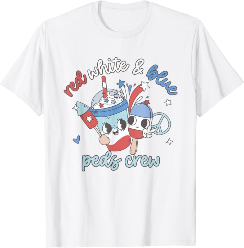 Red White Blue Peds Crew 4th of July Pediatric Nurse Coffee T-Shirt