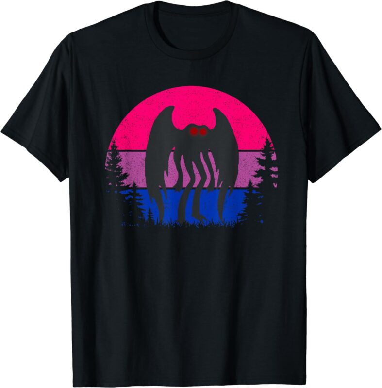 Retro Bi Mothman Bisexual Pride Point pleasant Cryptid T-Shirt