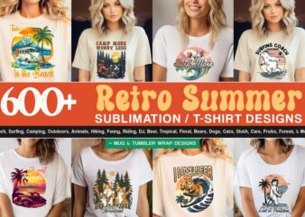 Retro Summer Graphic T-shirt Designs Bundle | Summer PNG Sublimation Bundle