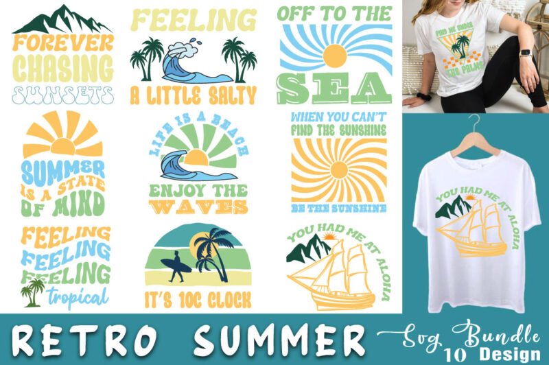 Retro Summer T-shirtBundle Retro Summer Svg Bundle